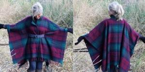 Asymmetrical poncho knitted